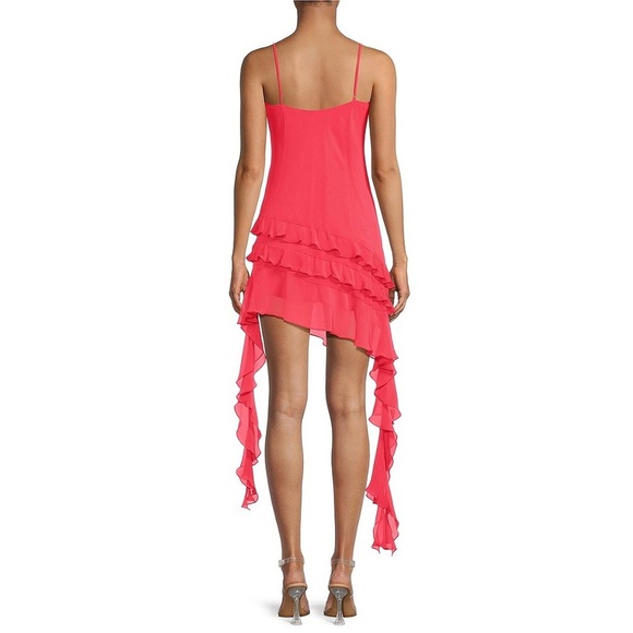 Gianni Bini Pink Chiffon Dress Rosette and ruffle detail - Picture 5 of 8